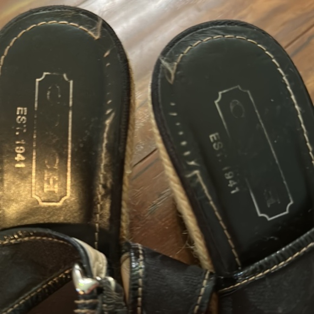 COACH Kara Black Signature C Logo Slingback Wedge Espadrilles Size 8 - Picture 8 of 8